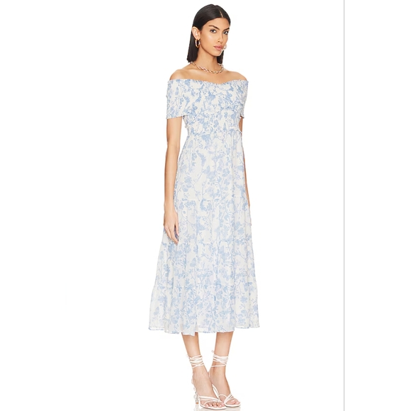 NWT Revolve Steve Madden Joie De Vivre Dress Faded Blue Floral Small Butterfly - Picture 2 of 8